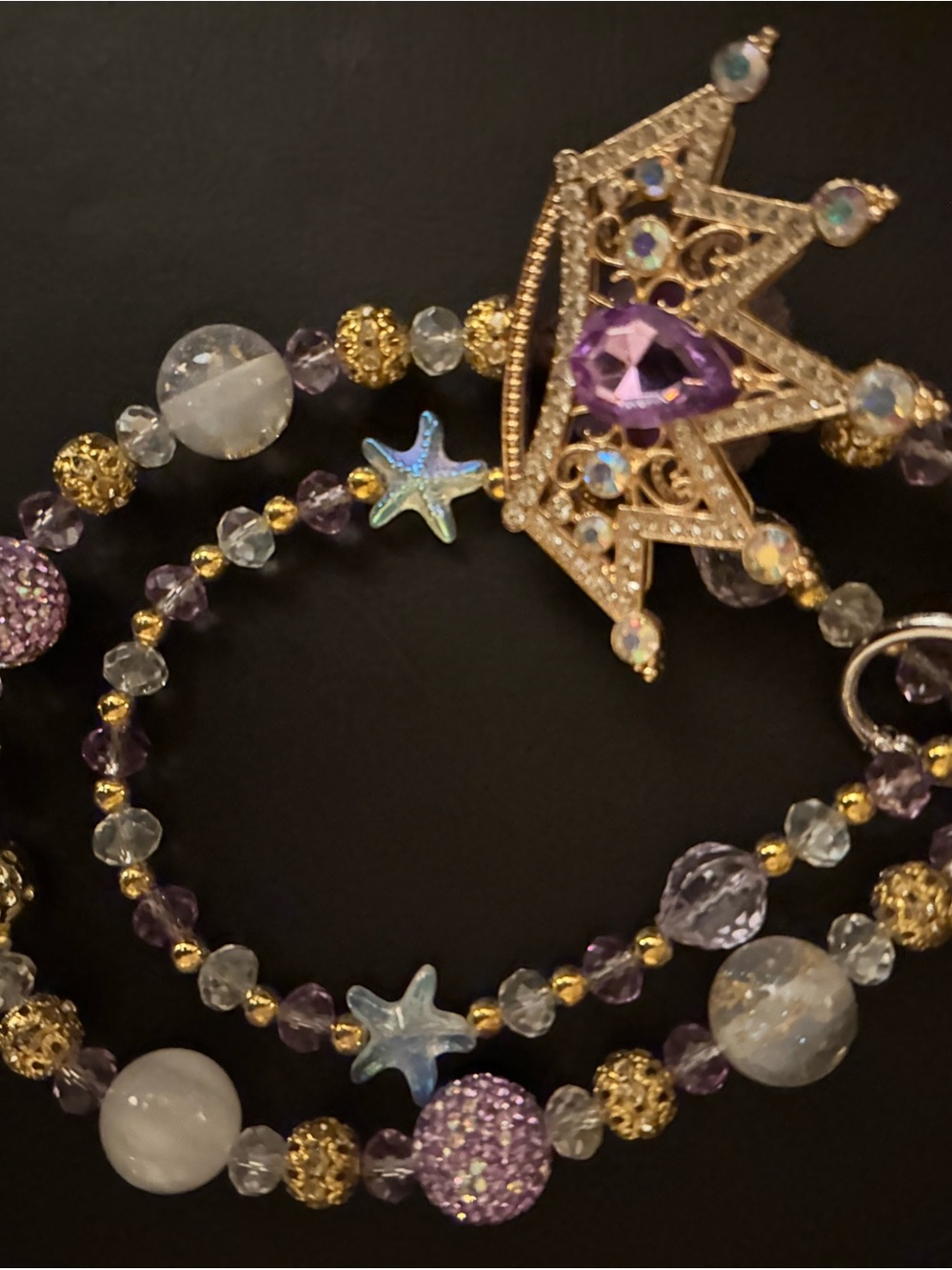 Lavender Princess Crown Beaded Purse Charm Strap – Rhinestone Bag Bling